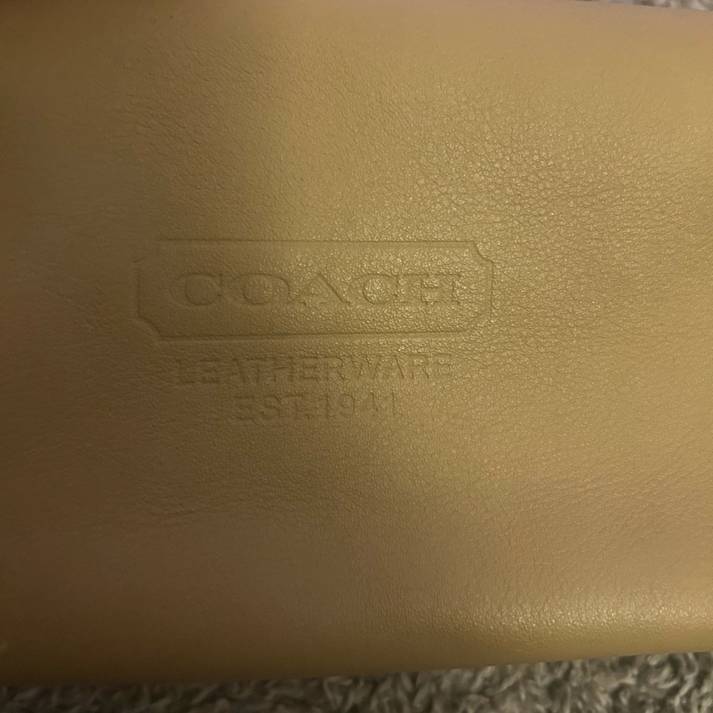 Coach Beige Leather Handbag with White Trim